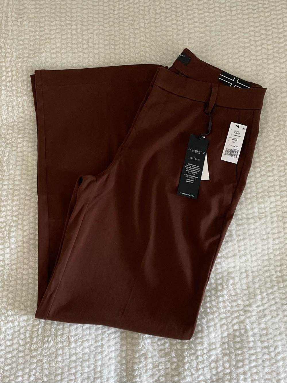 Liverpool | Kelsey Wide Leg Trouser in Saddle Brown | Women’s Pant | NWT - Picture 9 of 15